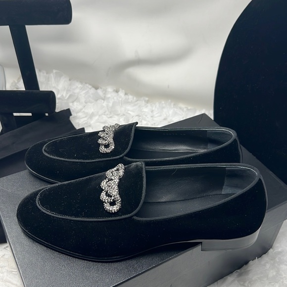 GIuseppE Zanotti CHain Loafers Size (40) Black Velvet